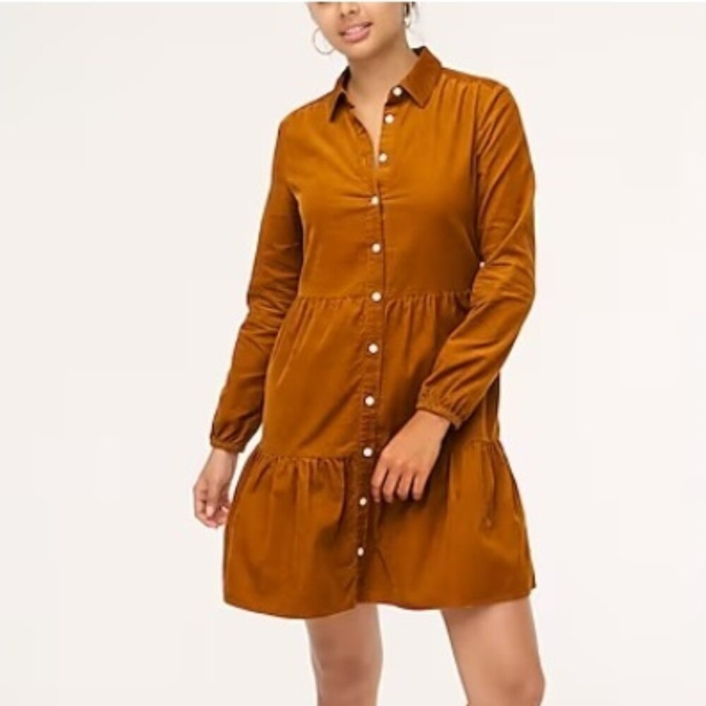 J.Crew Factory Corduroy Collared Mini Shirtdress - Picture 3 of 9